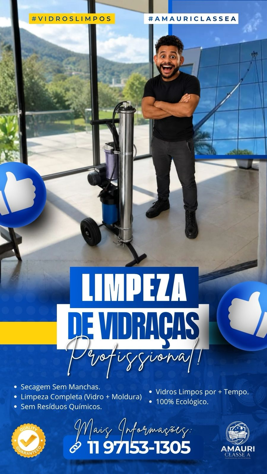 Limpeza de Vidros e Fachadas Profissional – Amauri Classe A